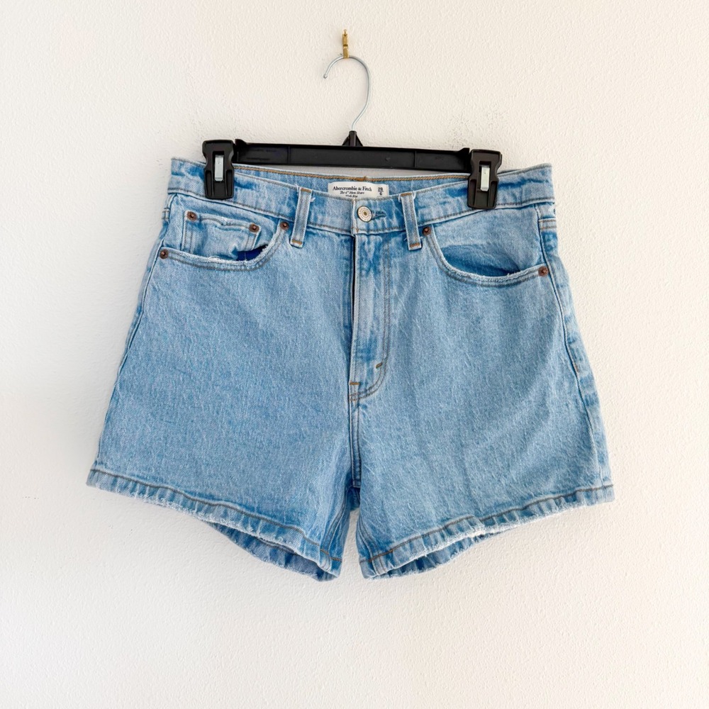 Abercrombie & Fitch Mom High Rise 4in Jeans Denim Shorts 99% Cotton Summer 28 - Picture 4 of 7
